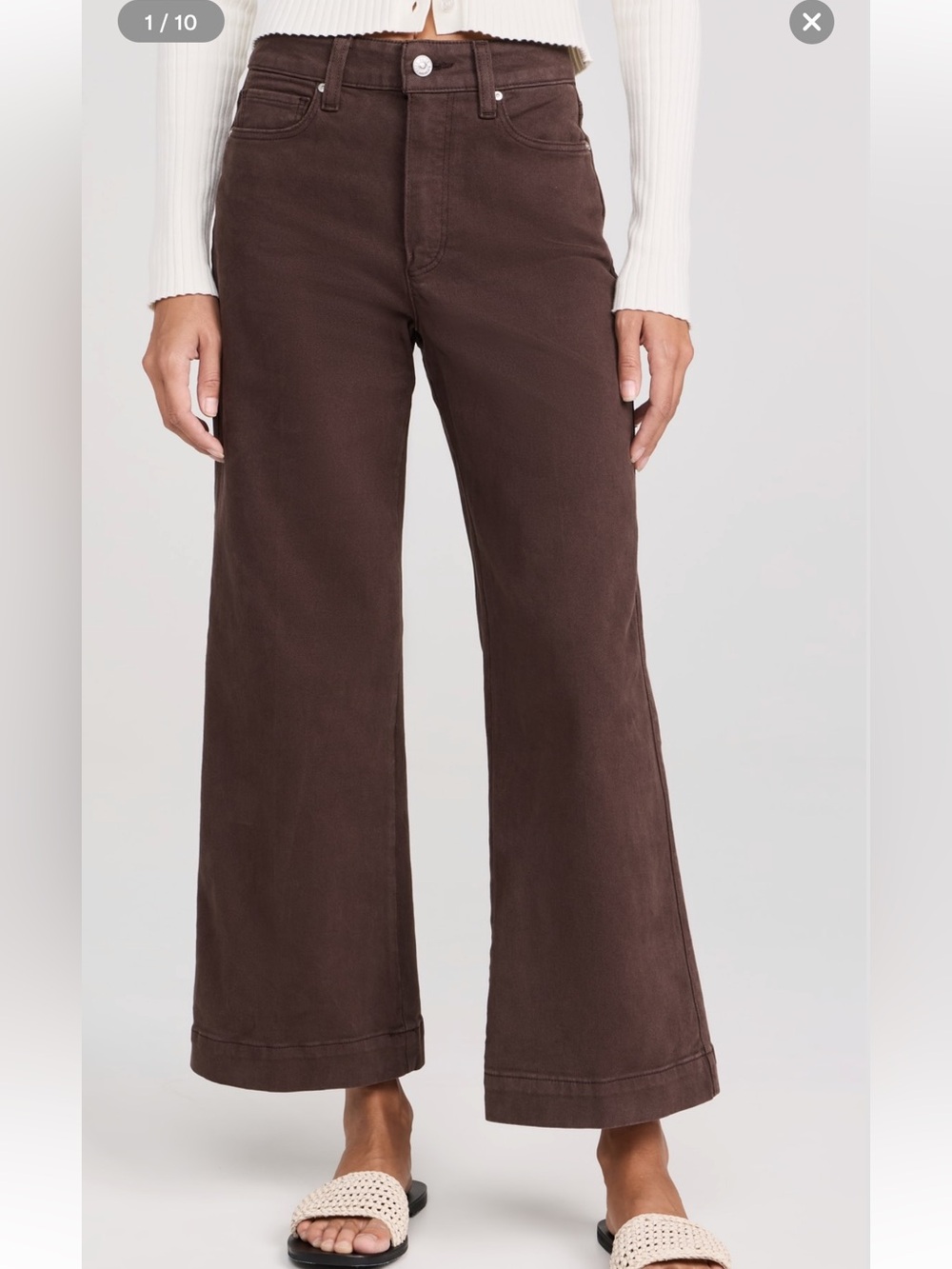 PAIGE Anessa ankle Wide-Leg Jeans in Chocolate Brown - Picture 2 of 9